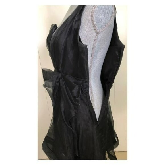 Allen Schwartz Prive One Shoulder Black Dress Size 6 - Picture 6 of 8